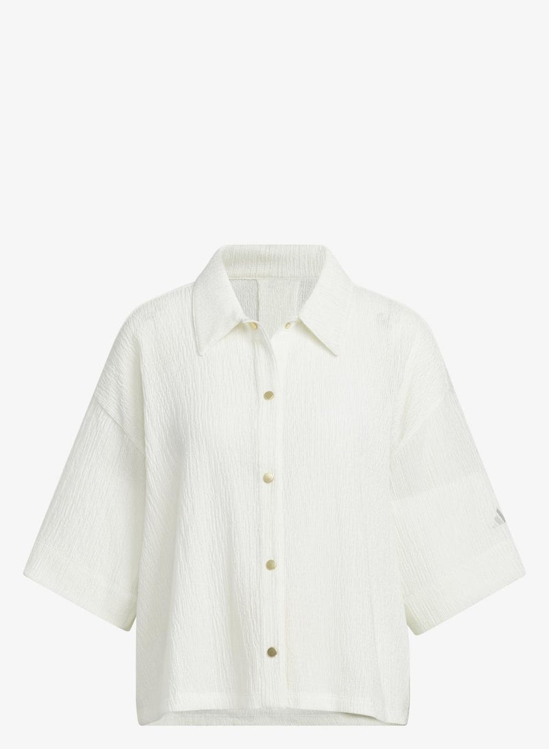 اديداس قميص بأكمام قصيرة SOFTLUX SHEER LOOSE FIT COLLAR - Image 1
